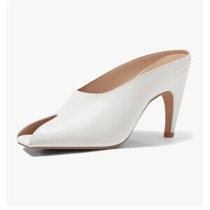 Coutgo Women's White Slide Mule Open Toe Synthetic Heels Size 7.5 Summer Dress
